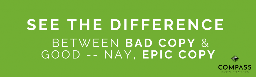 See the difference between bad copy and epic copy header image.