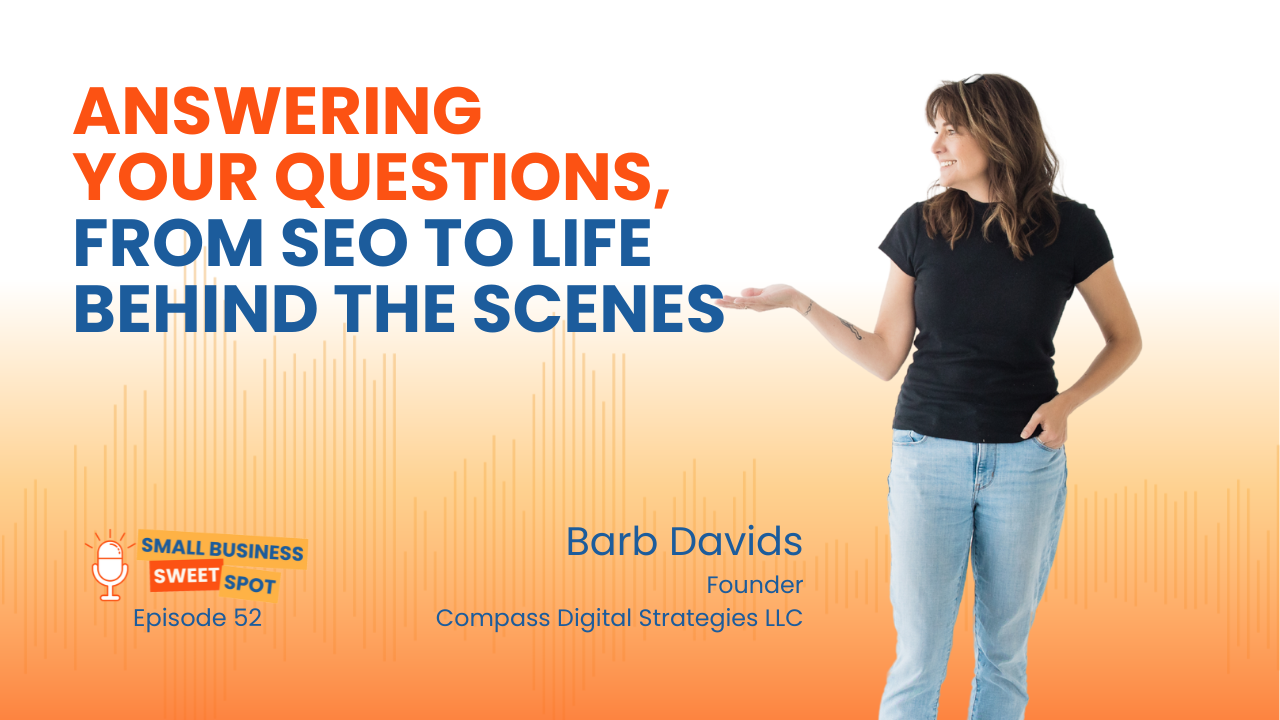 Title image for episode notes on Answering Your Questions, From SEO to Life Behind the Scenes.